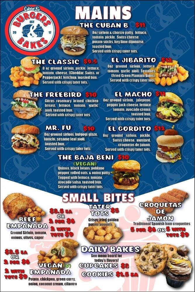 Cuban B's Burger Bazaar & Bake Shack - Lakeland, FL menu_pic