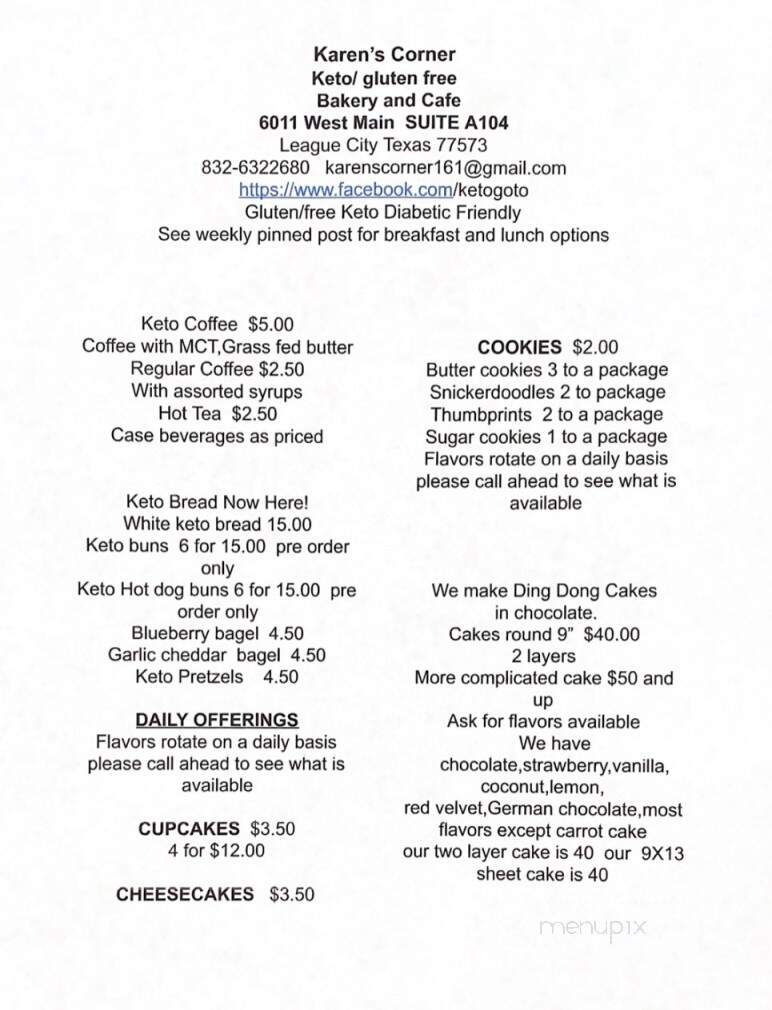 Karen's Corner - League City, TX menu_pic