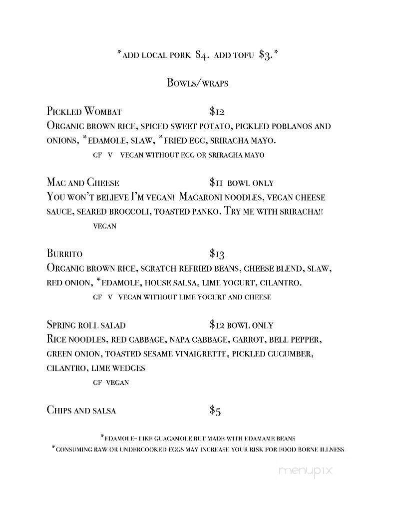 Phat Wombat - Columbia Falls, MT menu_pic