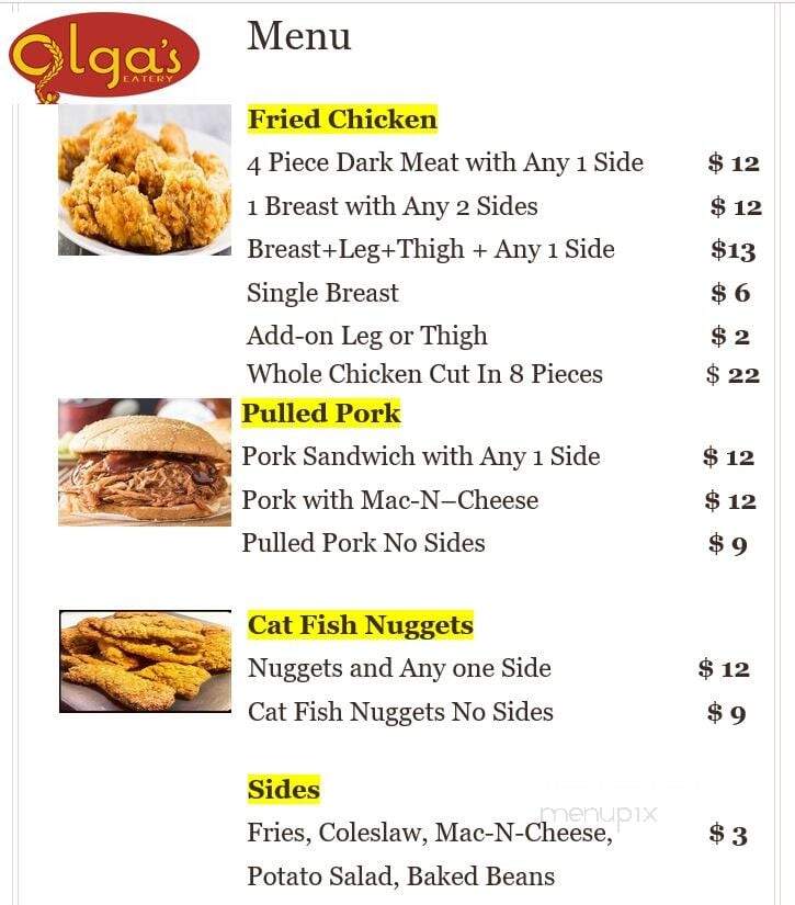Olga's Eatery - Bailey, CO menu_pic