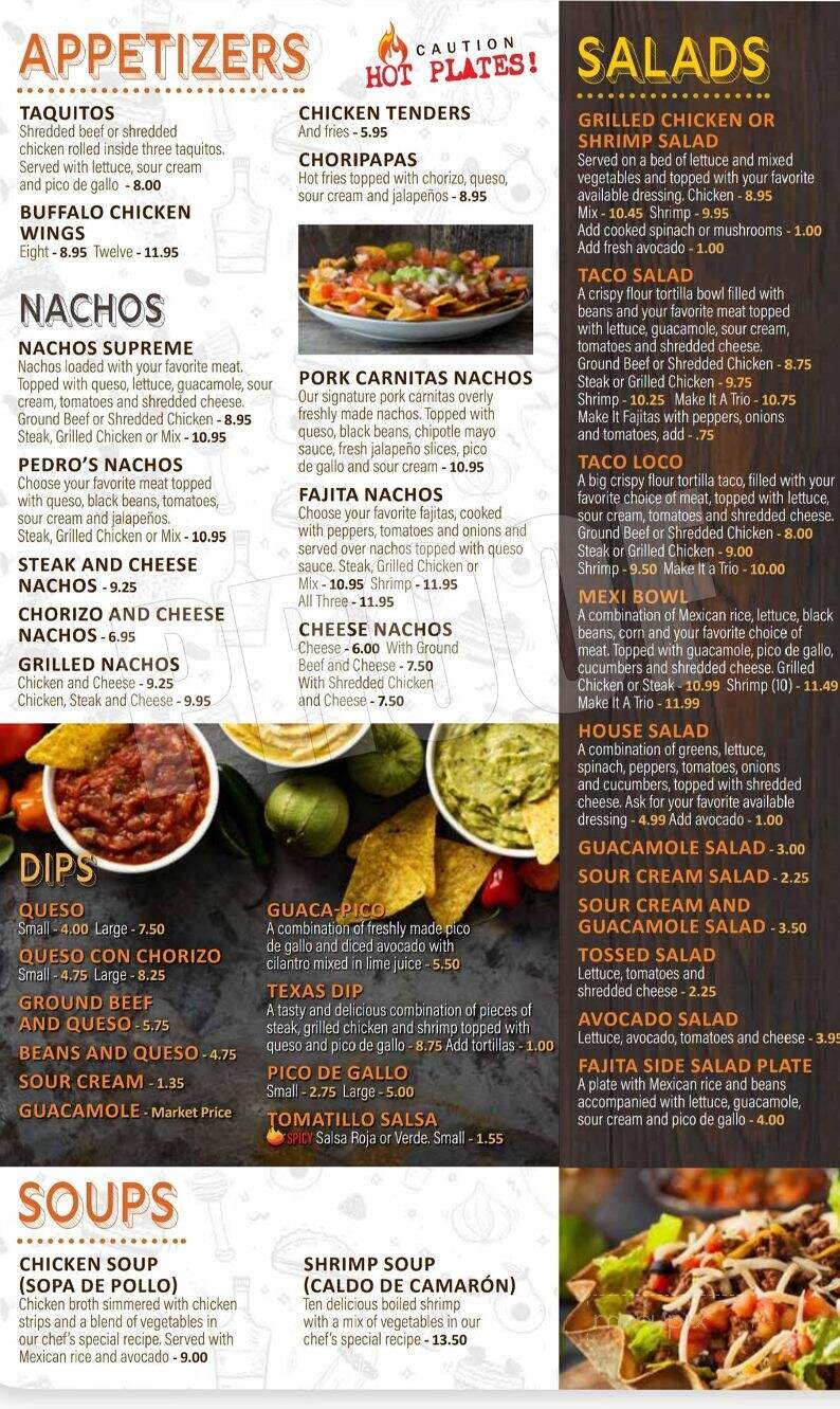 Pedro's Mexican Grill - Summerville, SC menu_pic