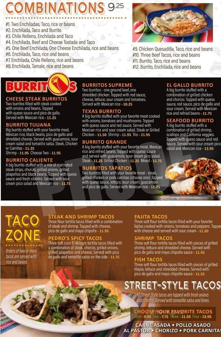 Pedro's Mexican Grill - Summerville, SC menu_pic