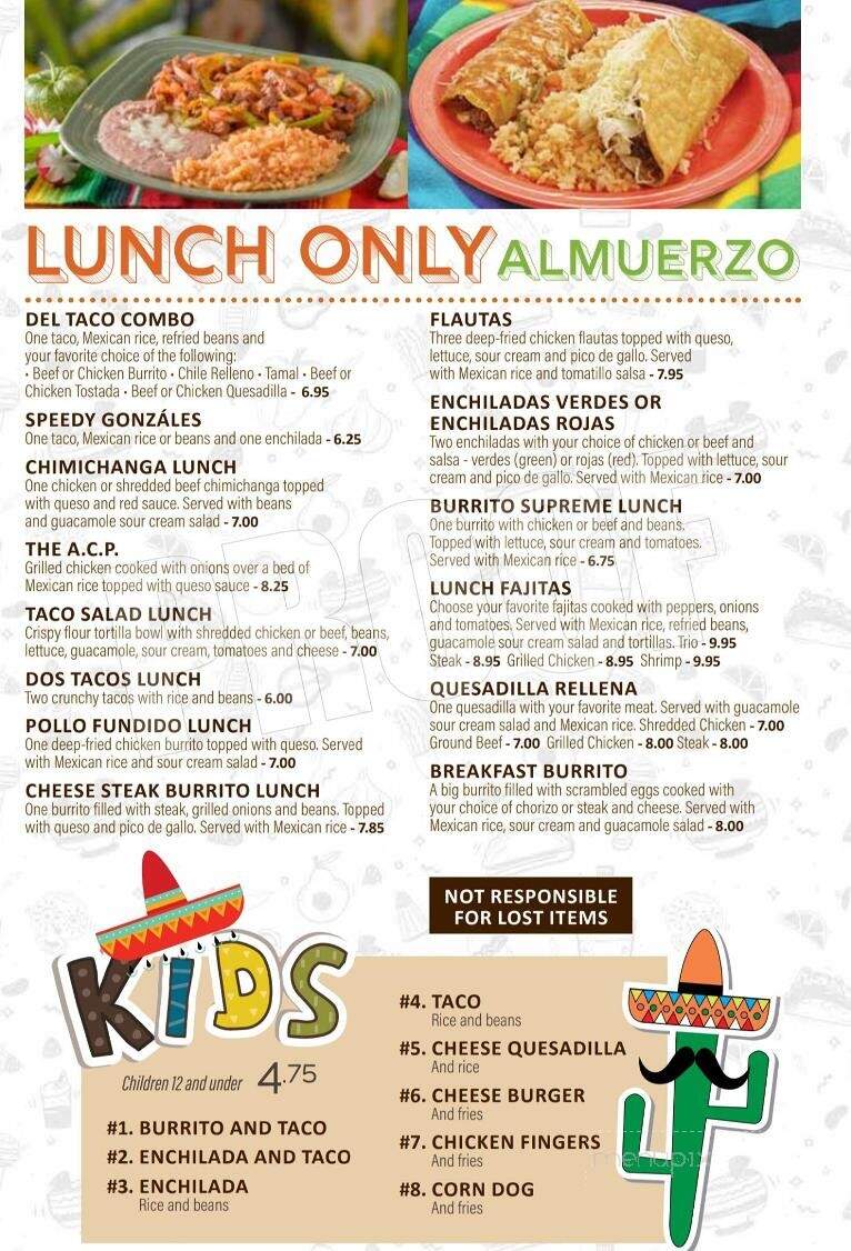 Pedro's Mexican Grill - Summerville, SC menu_pic
