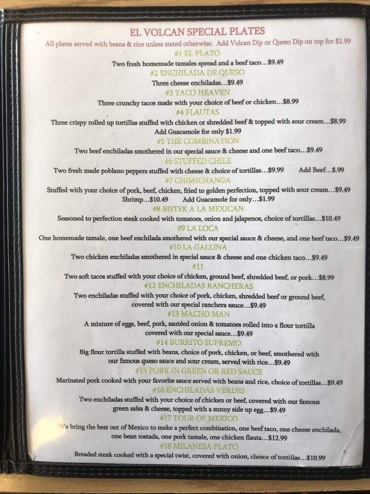 El Volcan Mexican Grill & Cantina - Independence, MO menu_pic