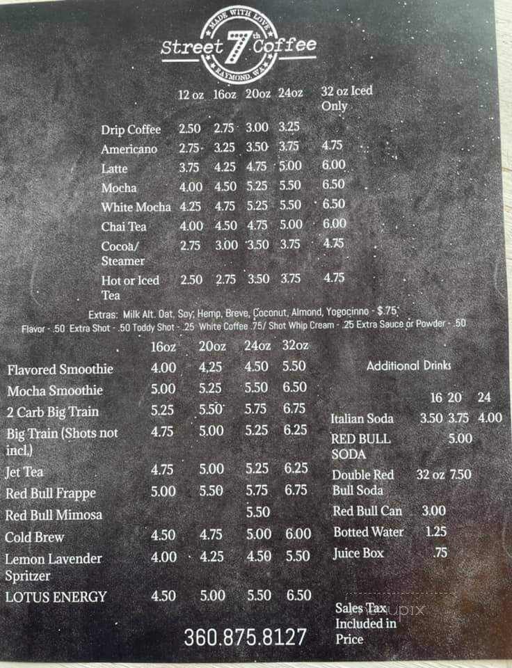 7th Street Coffee - Raymond, WA menu_pic