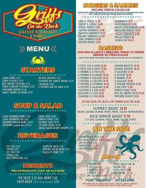 Griff's On The Dock - Port Orford, OR menu_pic