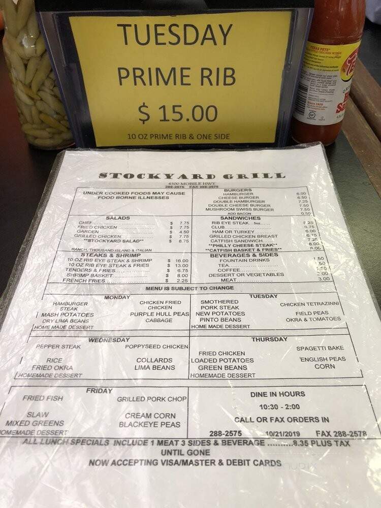 Stockyard Grill - Montgomery, AL menu_pic