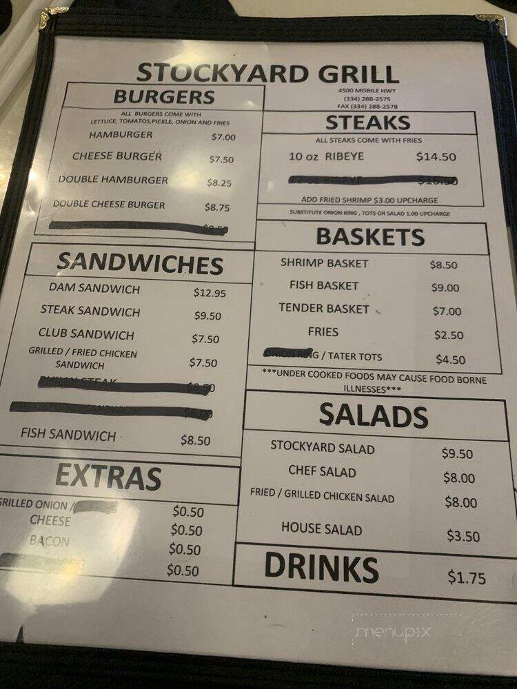 Stockyard Grill - Montgomery, AL menu_pic
