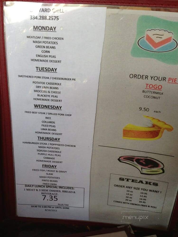 Stockyard Grill - Montgomery, AL menu_pic