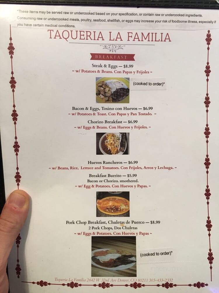Taqueria la Familia - Denver, CO menu_pic