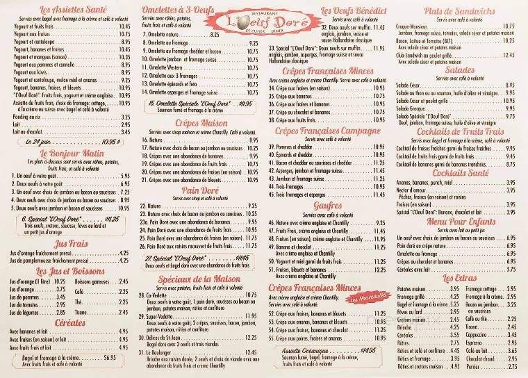 L'Oeuf Dore - Saint-Jean-Sur-Richelieu, QC menu_pic