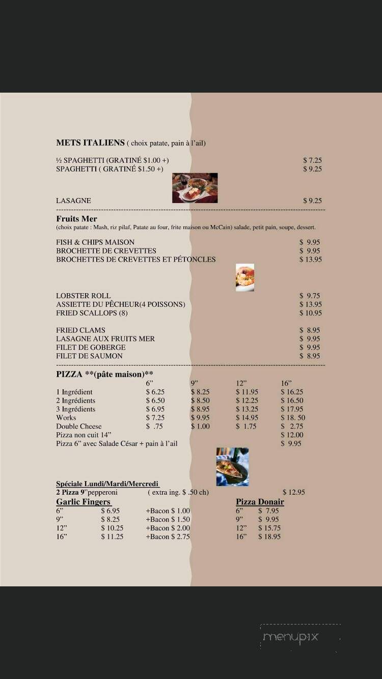 Resto la Bonne Assiette - Sainte Anne-De-Madawaska, NB menu_pic