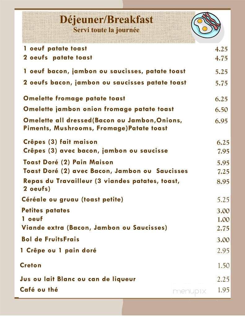 Resto la Bonne Assiette - Sainte Anne-De-Madawaska, NB menu_pic