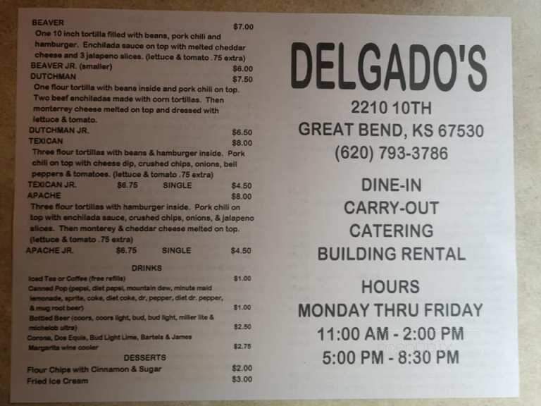 Delgados - Great Bend, KS menu_pic