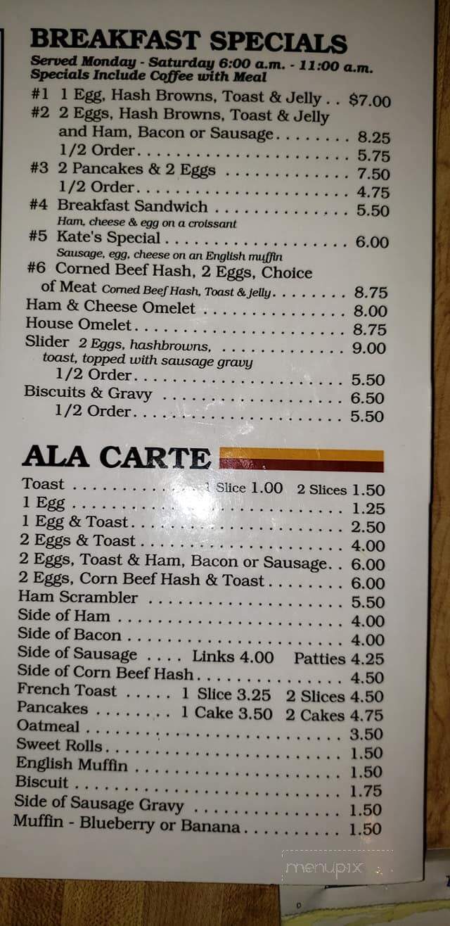Arlene's Sunny Side Cafe - Alcester, SD menu_pic