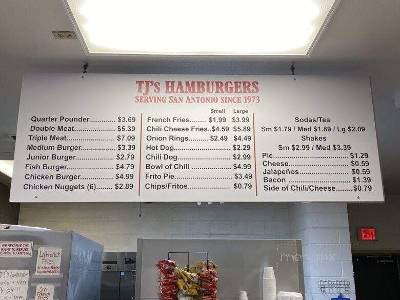 T J's Hamburgers - San Antonio, TX menu_pic