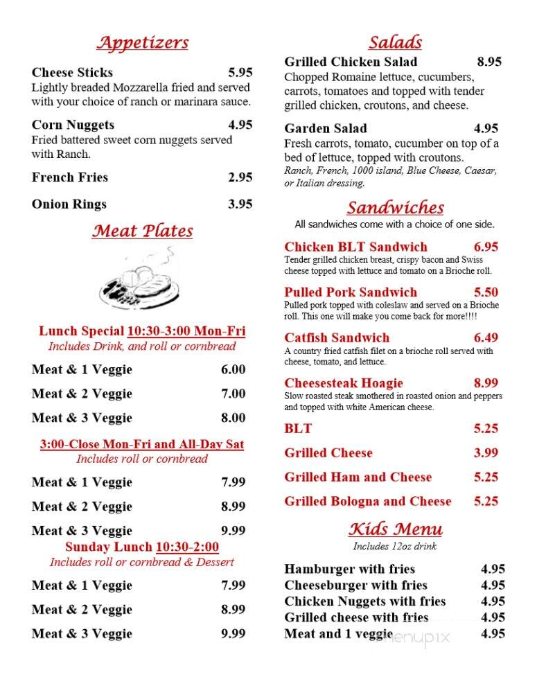 Lion's Den Restaurant - Boaz, AL menu_pic