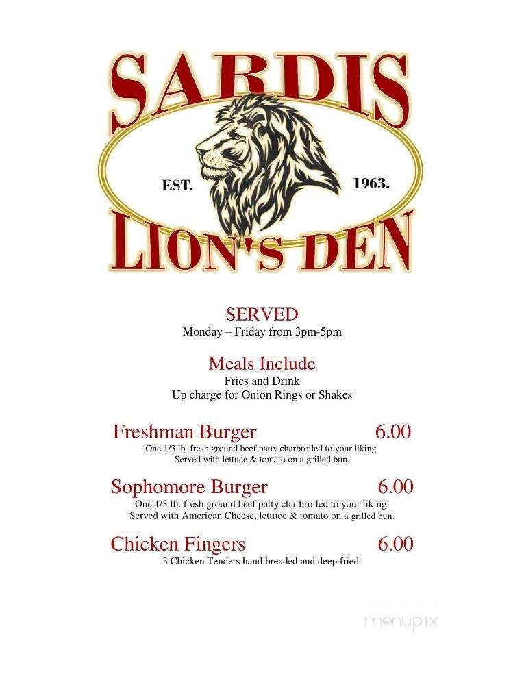 Lion's Den Restaurant - Boaz, AL menu_pic