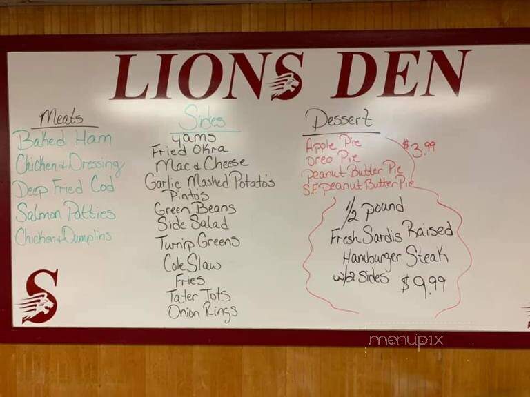 Lion's Den Restaurant - Boaz, AL menu_pic