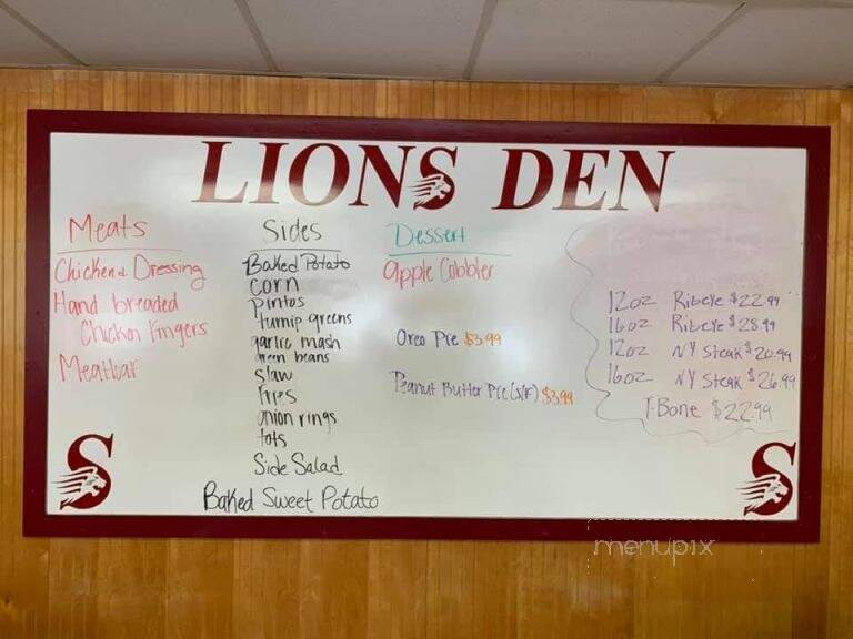 Lion's Den Restaurant - Boaz, AL menu_pic