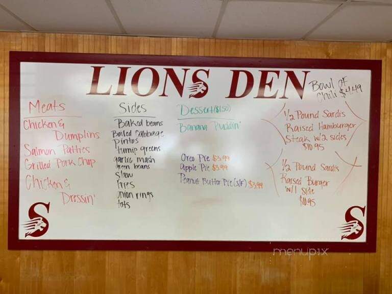 Lion's Den Restaurant - Boaz, AL menu_pic