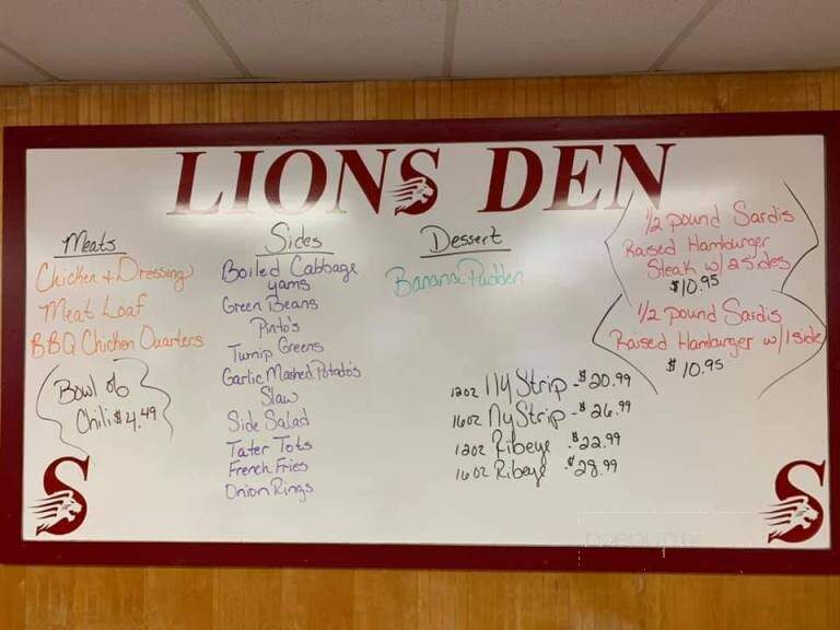 Lion's Den Restaurant - Boaz, AL menu_pic