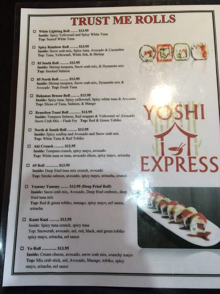 Yoshi Express - Cleveland, GA menu_pic