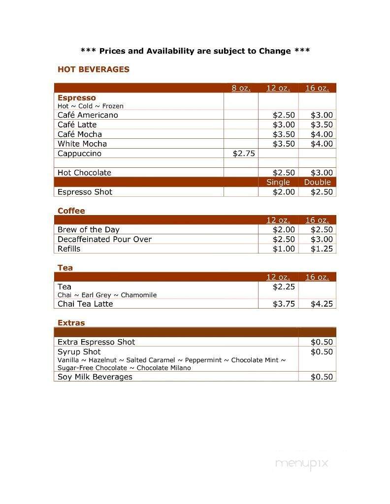 Driftless Bike N Bean - Trempealeau, WI menu_pic