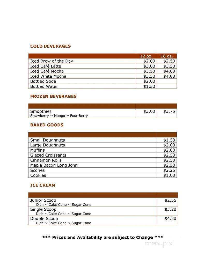 Driftless Bike N Bean - Trempealeau, WI menu_pic