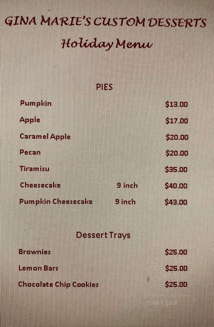 Gina Maries Custom Desserts - Auburn, CA menu_pic