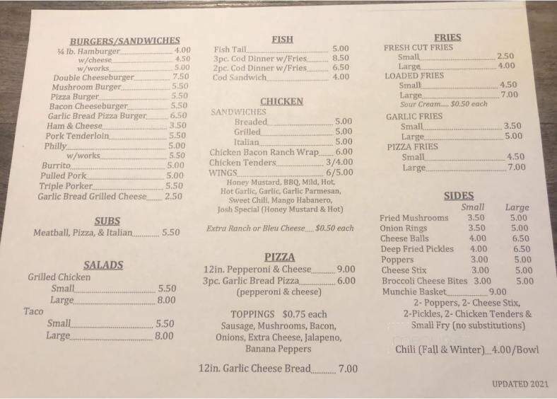 Lamp Lighter Inn - Port Washington, OH menu_pic