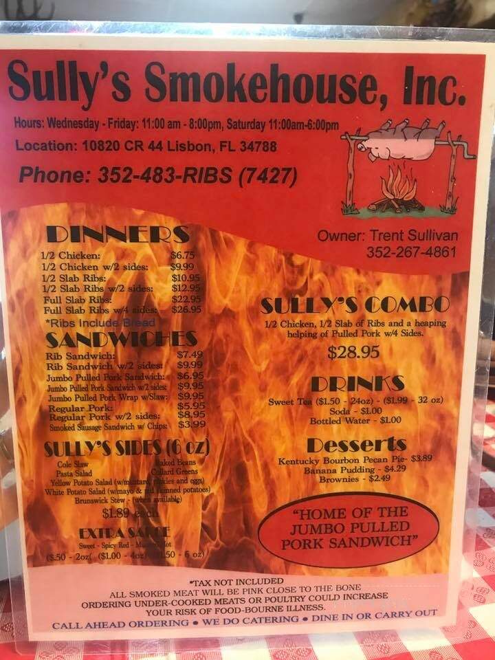 Sully's Smokehouse - Leesburg, FL menu_pic