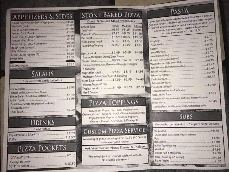 Frances' Pizza - Riverton, IL menu_pic