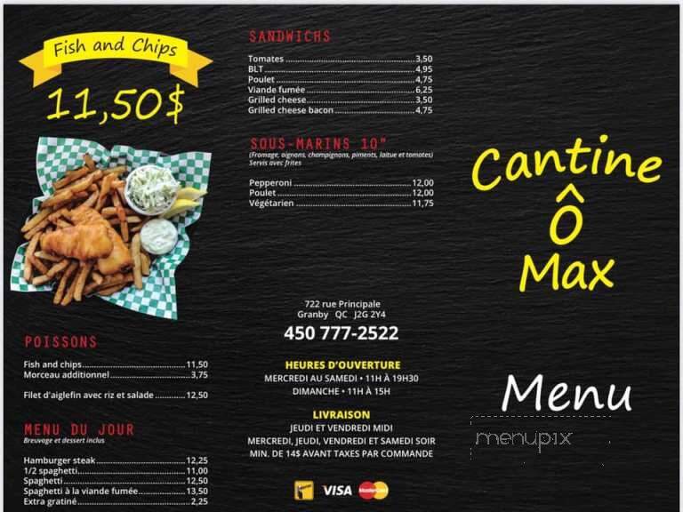Cantine-O Max - Granby, QC menu_pic