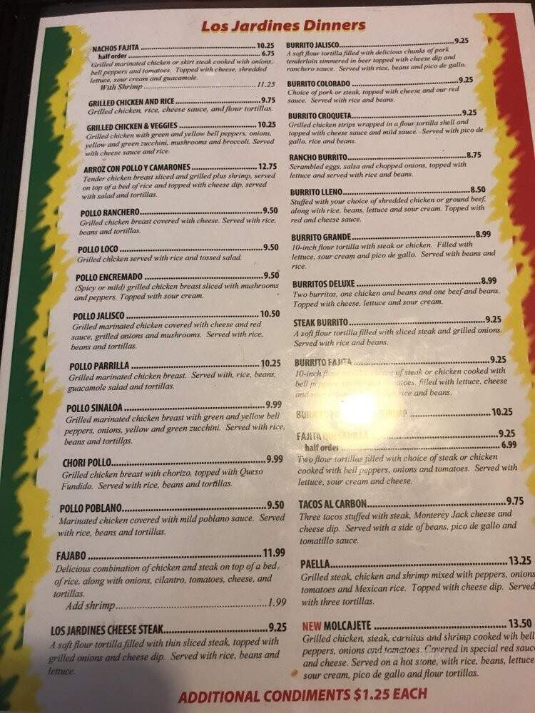 Los Jardines Restaurant - Robinson, IL menu_pic