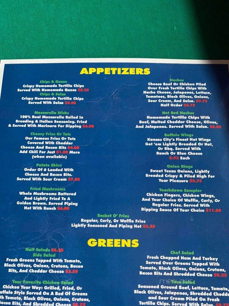 Players Club Bar & Grill - Independence, MO menu_pic