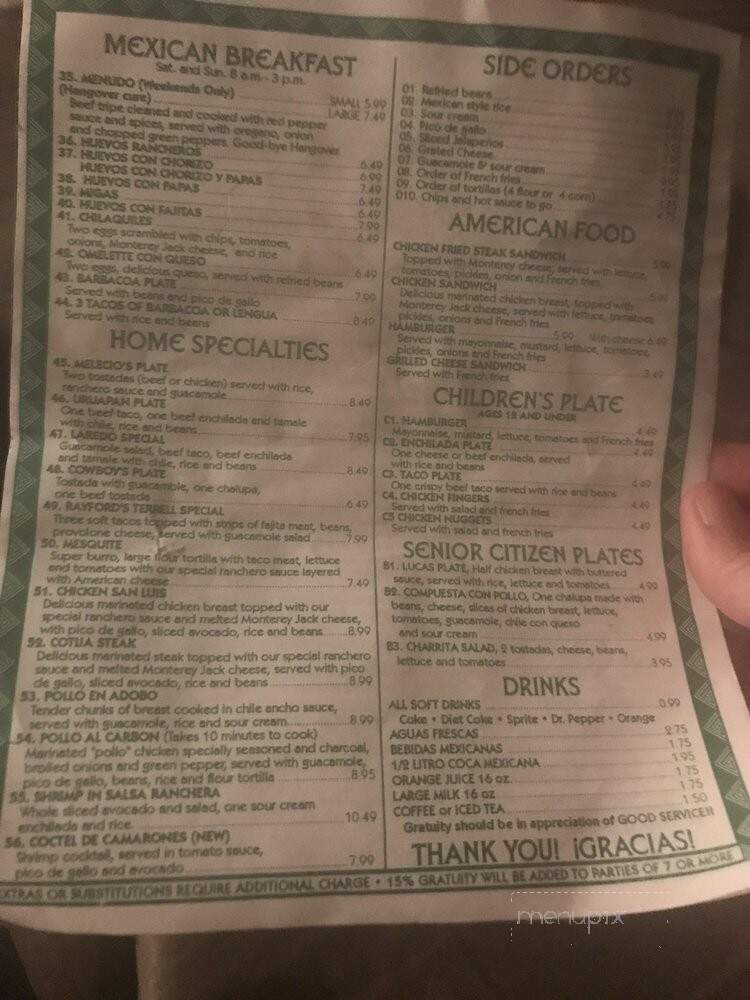 El Jacalito - Crandall, TX menu_pic
