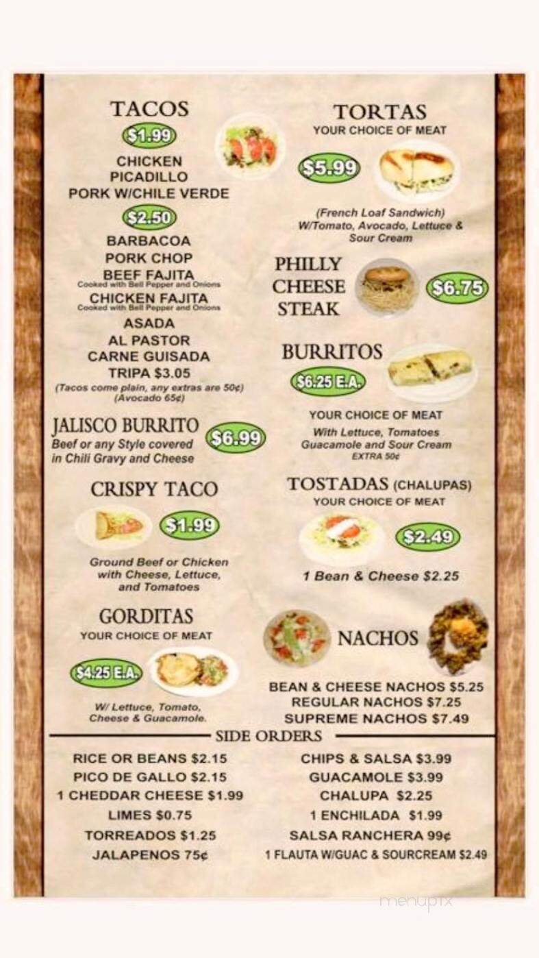 El Paraiso - Somerset, TX menu_pic