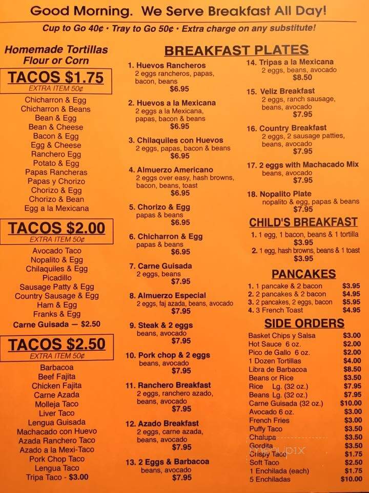 Taqueria Veliz Restaurant - Floresville, TX menu_pic