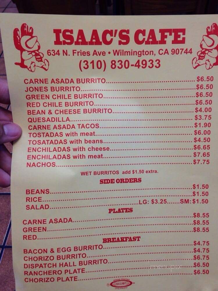 Isaac Cafe - Wilmington, CA menu_pic