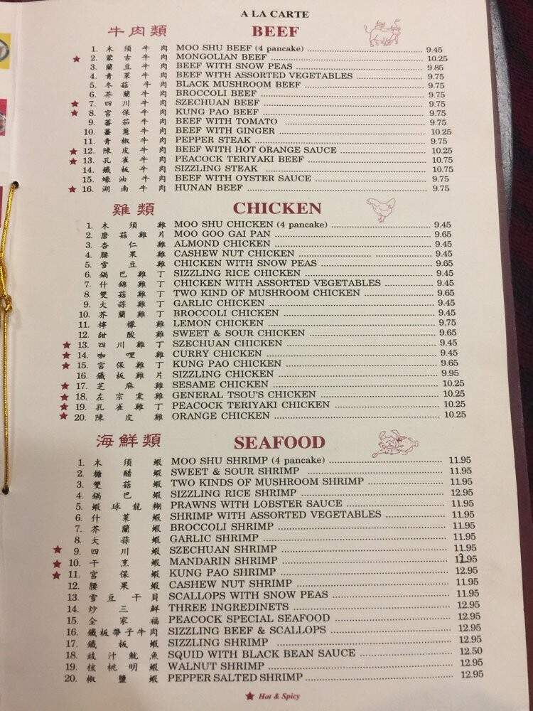 Peacock Chinese Restaurant - Redding, CA menu_pic