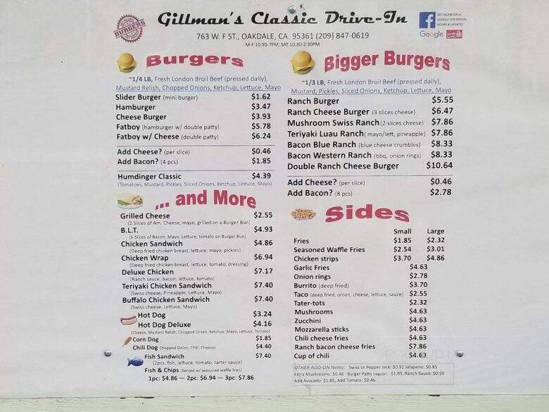 Gillman's Frosties - Oakdale, CA menu_pic
