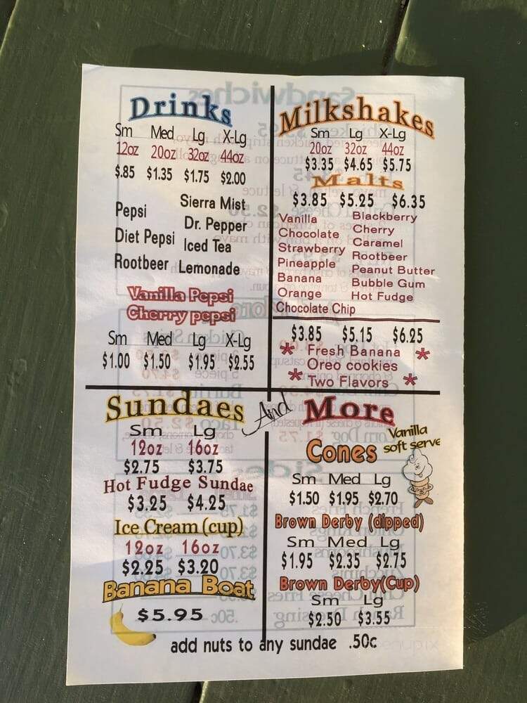 Gillman's Frosties - Oakdale, CA menu_pic
