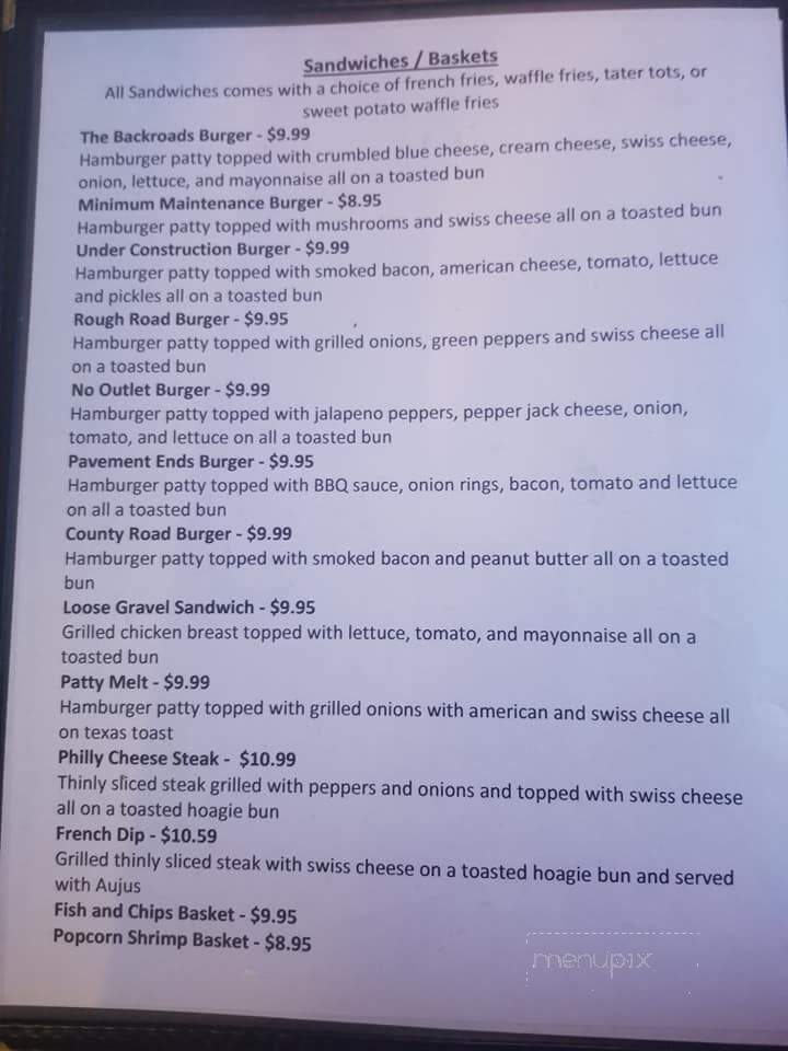 Backroads Steakhouse - Salem, SD menu_pic