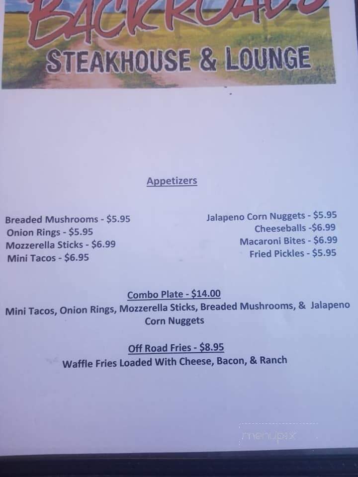 Backroads Steakhouse - Salem, SD menu_pic