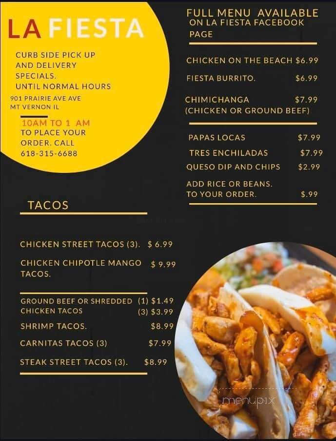 La Fiesta Mexican Restaurant - Mount Vernon, IL menu_pic