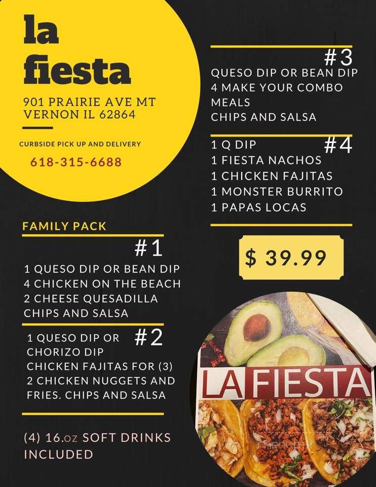 La Fiesta Mexican Restaurant - Mount Vernon, IL menu_pic