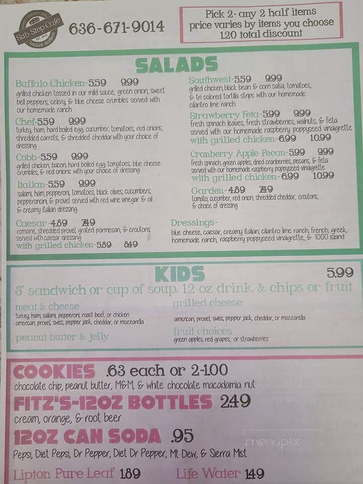 Sub Stop Cafe - High Ridge, MO menu_pic