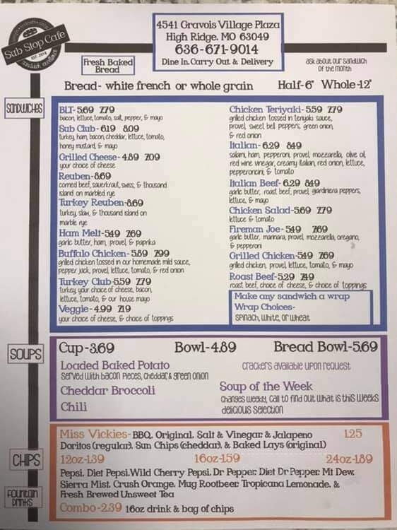 Sub Stop Cafe - High Ridge, MO menu_pic