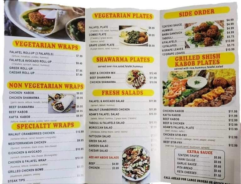 Adam's Falafel - Hanover, MA menu_pic